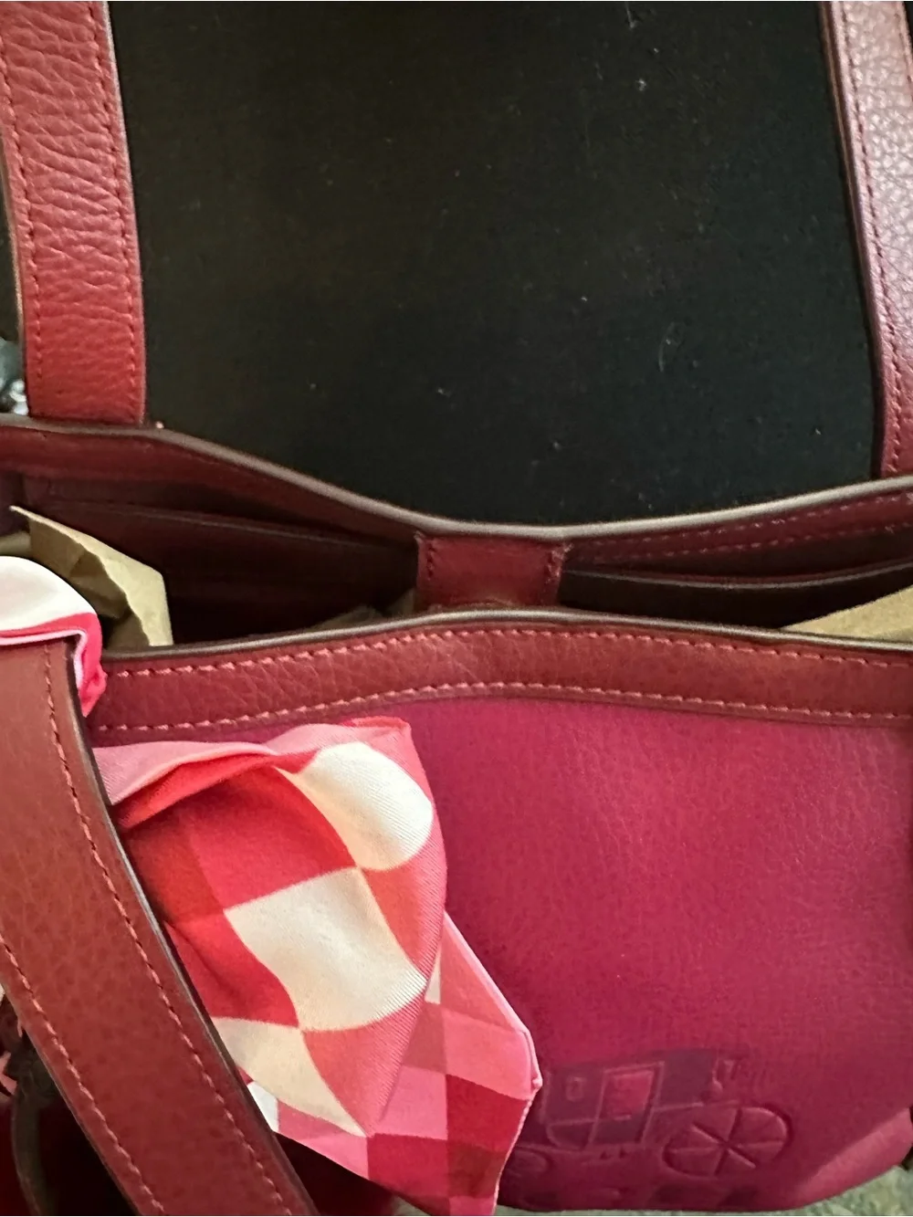 COACH #305 Tote 27 Raspberry & Pink Leather - Picture 4 of 13
